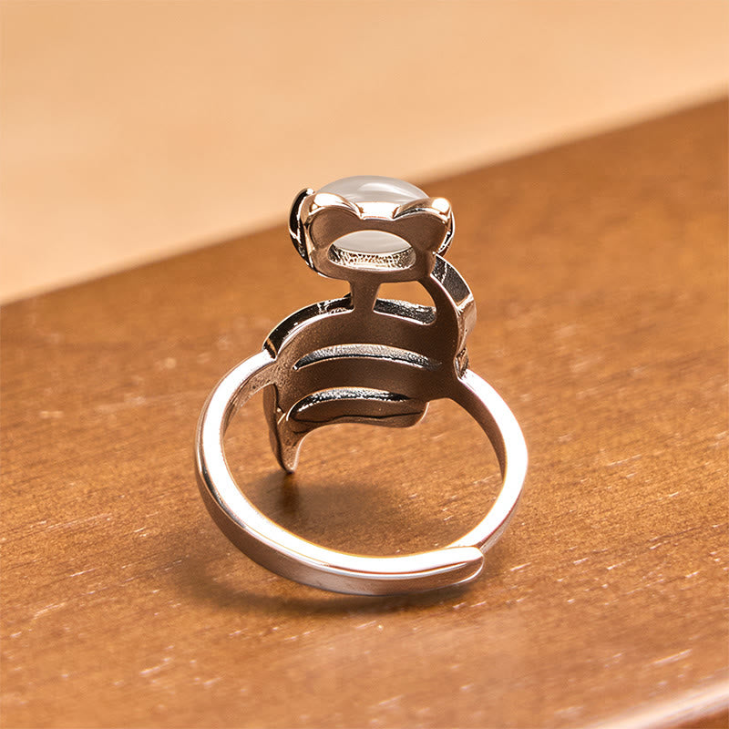 Anillo curativo abierto con cabeza de zorro de cobre y Buddha Stones - image 2