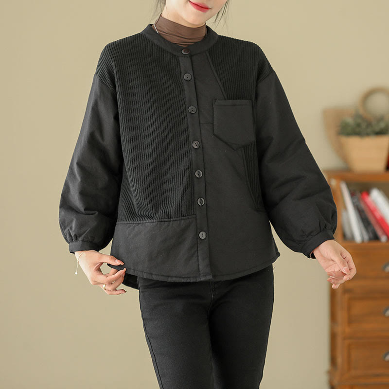 Chaqueta de algodón de manga larga con bolsillo para mujer, diseño de patchwork liso, de Buddha Stones Commute - Negro - US8-10, UK/AU12-14, EU40-42 (XL) - image 10