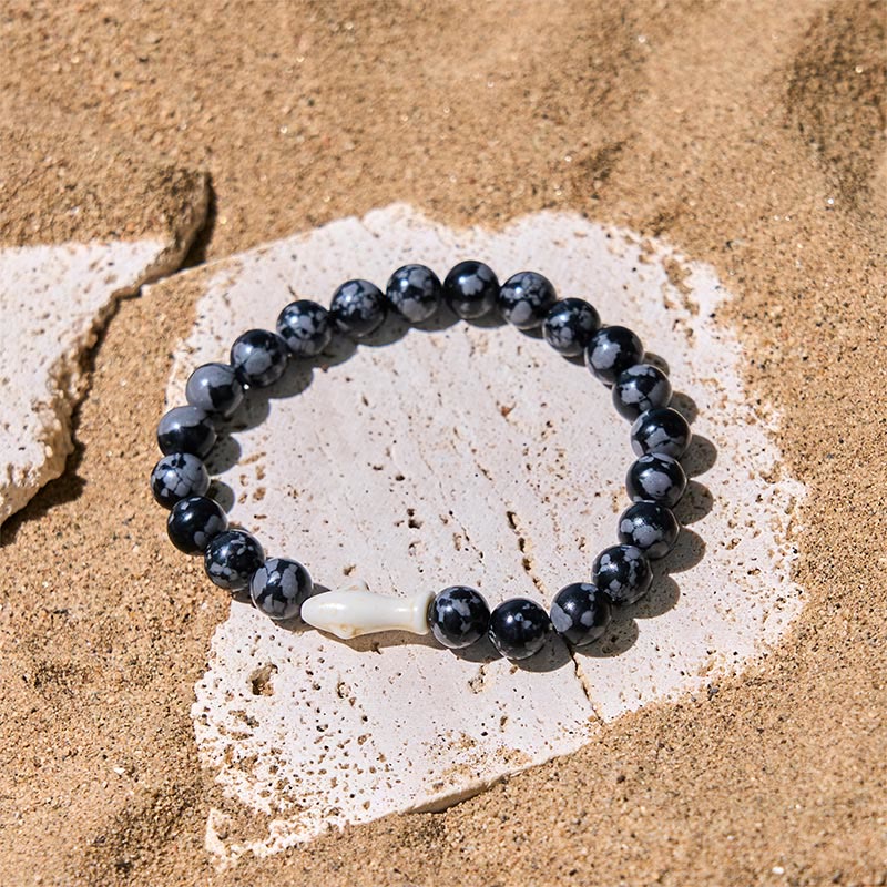 Pulsera de la sabiduría del tiburón con piedra de ágata natural de Buddha Stones Stones - image 1