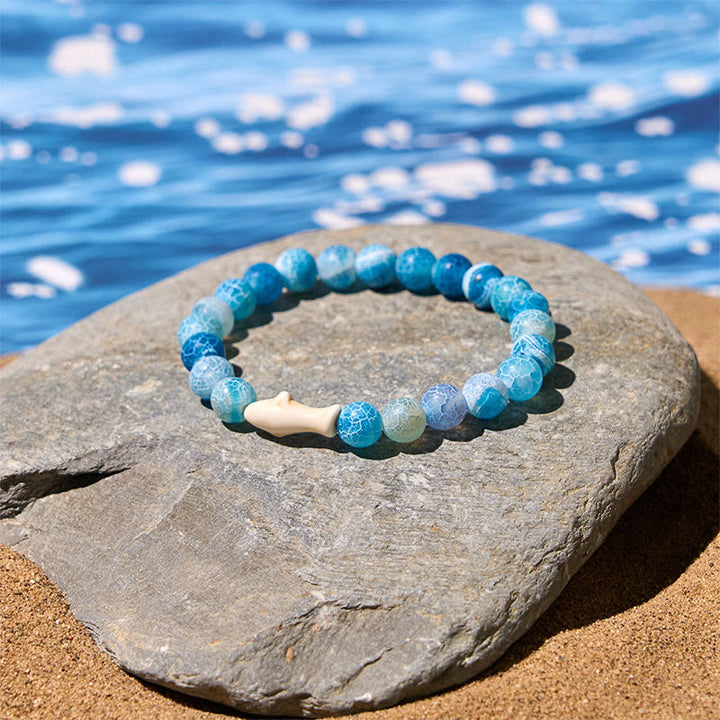 Pulsera de la sabiduría del tiburón con piedra de ágata natural de Buddha Stones Stones - image 5