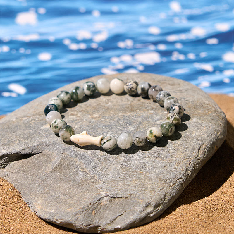 Pulsera de la sabiduría del tiburón con piedra de ágata natural de Buddha Stones Stones - image 13