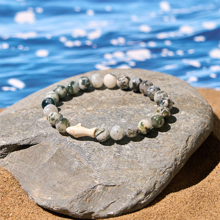 Pulsera de la sabiduría del tiburón con piedra de ágata natural de Buddha Stones Stones - image 13