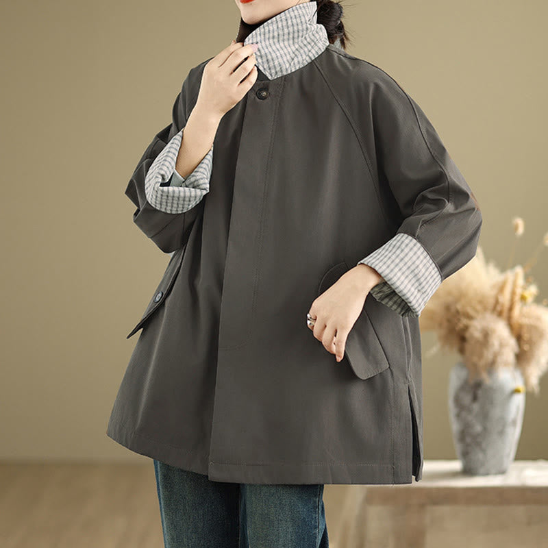 Chaqueta cargo de algodón de manga larga para mujer con parches lisos y bolsillo de Buddha Stones - image 4