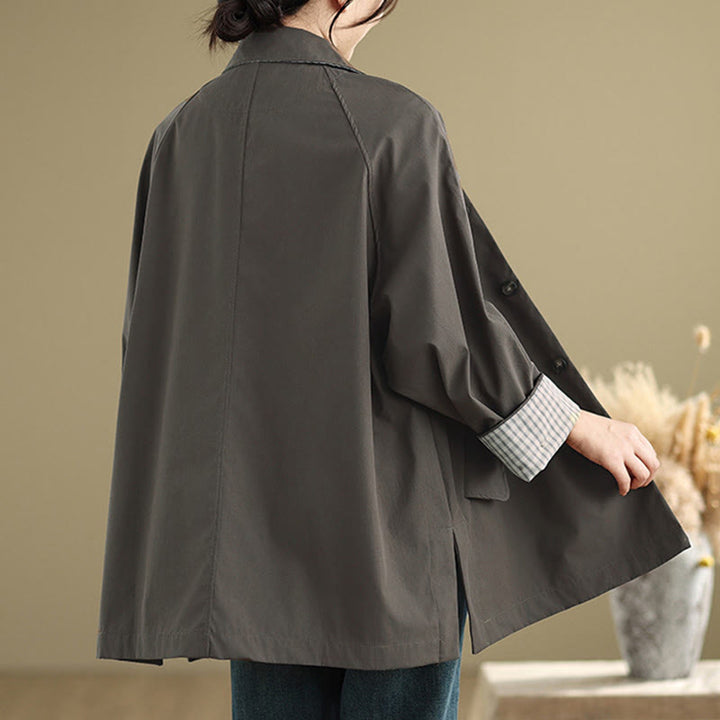 Chaqueta cargo de algodón de manga larga para mujer con parches lisos y bolsillo de Buddha Stones - image 1