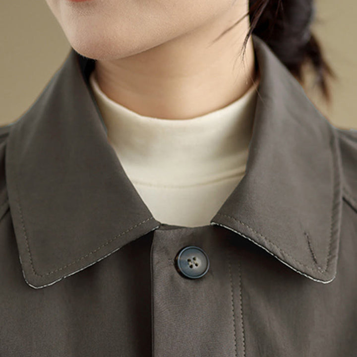 Chaqueta cargo de algodón de manga larga para mujer con parches lisos y bolsillo de Buddha Stones - image 7