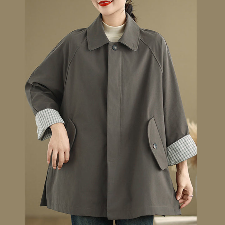 Chaqueta cargo de algodón de manga larga para mujer con parches lisos y bolsillo de Buddha Stones - image 6
