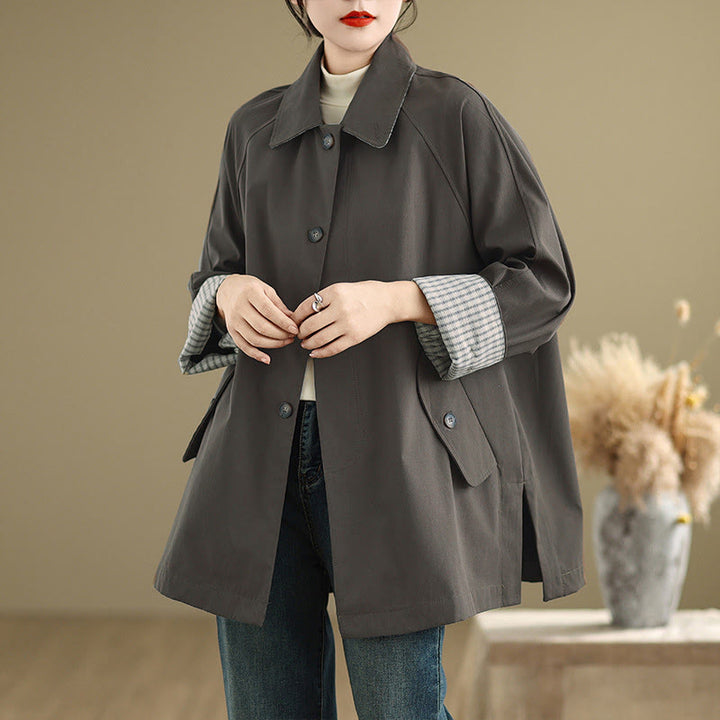 Chaqueta cargo de algodón de manga larga para mujer con parches lisos y bolsillo de Buddha Stones - image 2