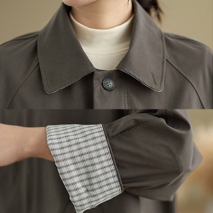 Chaqueta cargo de algodón de manga larga para mujer con parches lisos y bolsillo de Buddha Stones - image 8