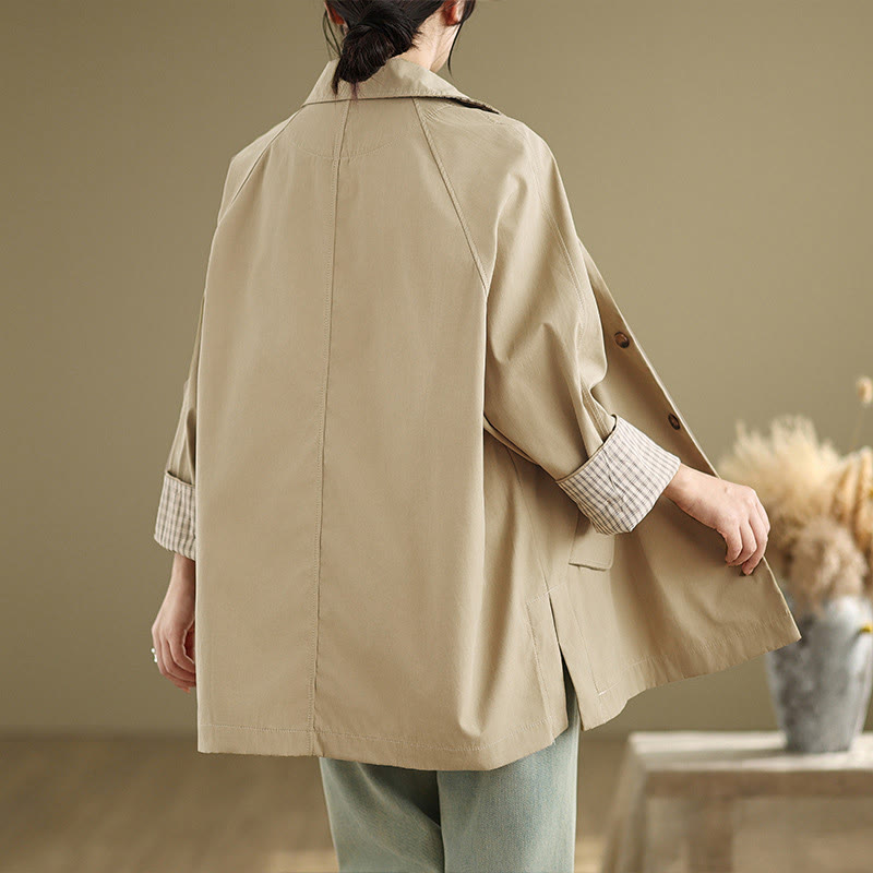 Chaqueta cargo de algodón de manga larga para mujer con parches lisos y bolsillo de Buddha Stones - image 11