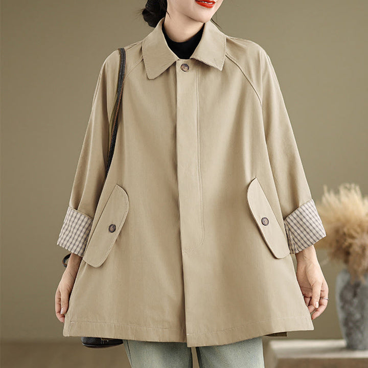 Chaqueta cargo de algodón de manga larga para mujer con parches lisos y bolsillo de Buddha Stones - image 14
