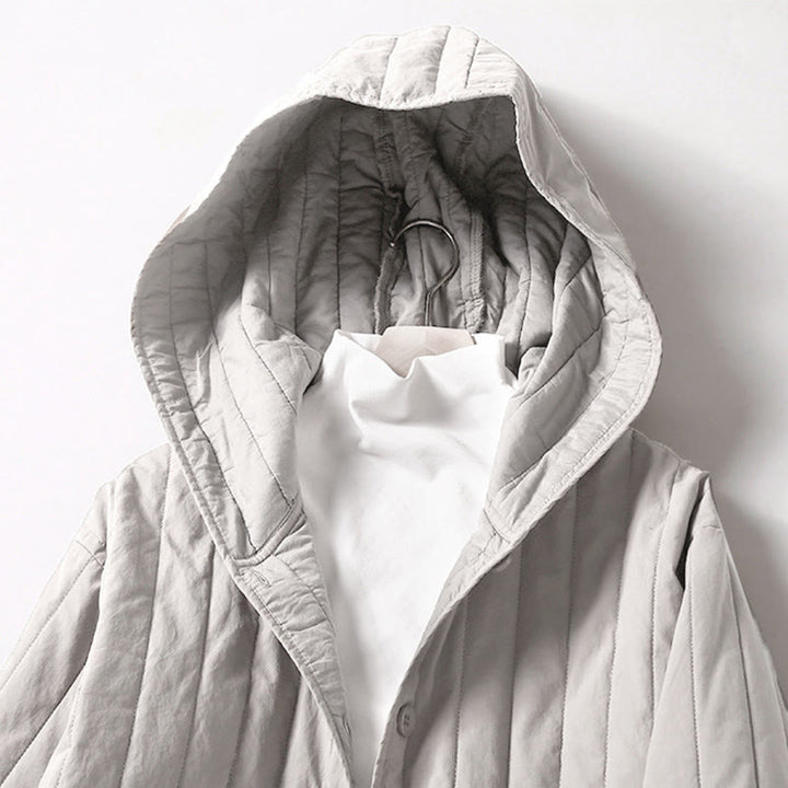 Chaqueta con capucha de algodón de manga larga para mujer, con diseño de Buddha Stones y acolchado de cordón, y bolsillo - image 16