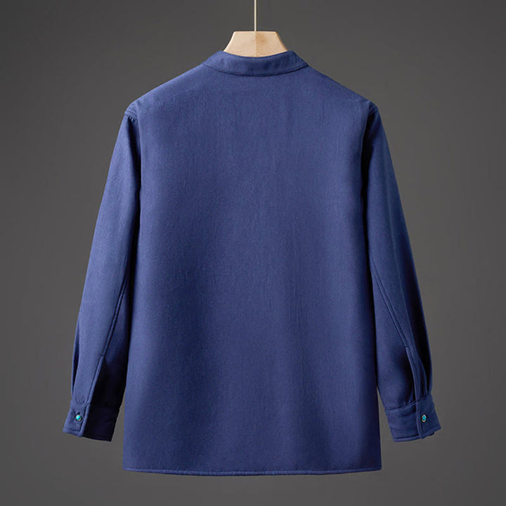 Chaqueta de manga larga de algodón para hombre con forro polar y lazo de mariposa bordado de invierno Buddha Stones - image 14