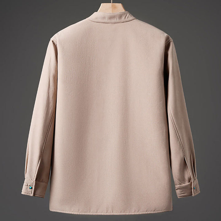 Chaqueta de manga larga de algodón para hombre con forro polar y lazo de mariposa bordado de invierno Buddha Stones - image 10