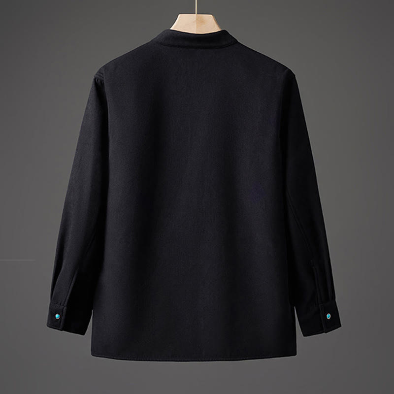 Chaqueta de manga larga de algodón para hombre con forro polar y lazo de mariposa bordado de invierno Buddha Stones - image 1