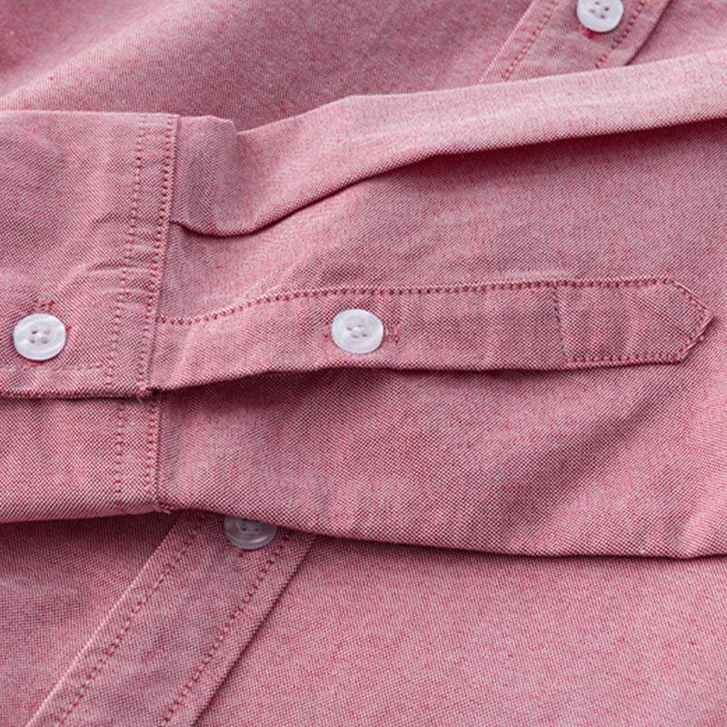 Camisa de algodón para hombre con diseño de botones y manga larga en color liso con Buddha Stones - image 23