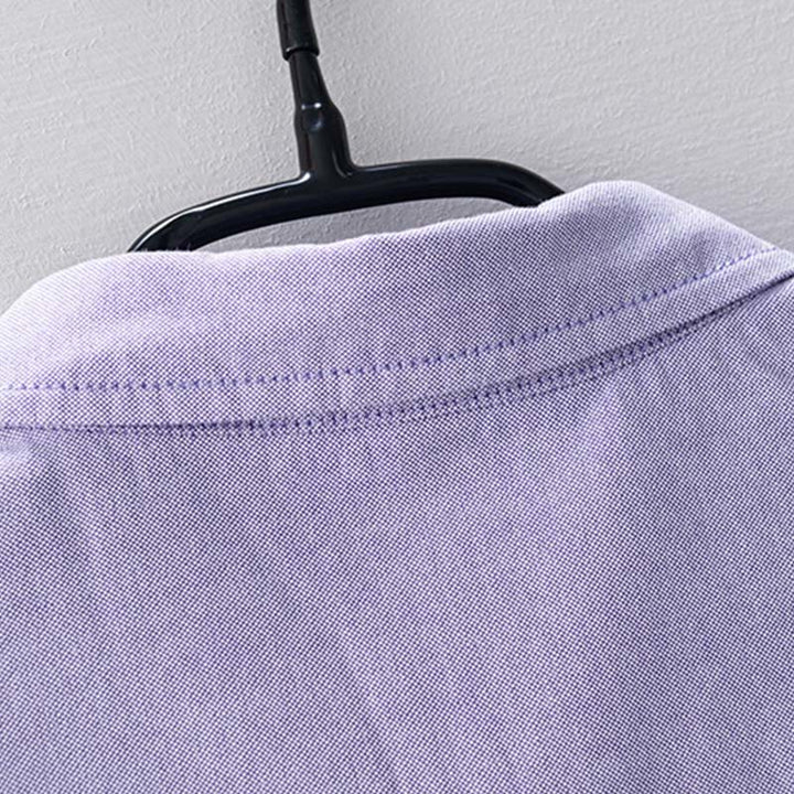 Camisa de algodón para hombre con diseño de botones y manga larga en color liso con Buddha Stones - image 8