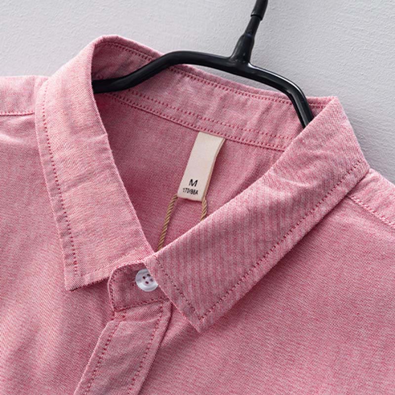 Camisa de algodón para hombre con diseño de botones y manga larga en color liso con Buddha Stones - image 21