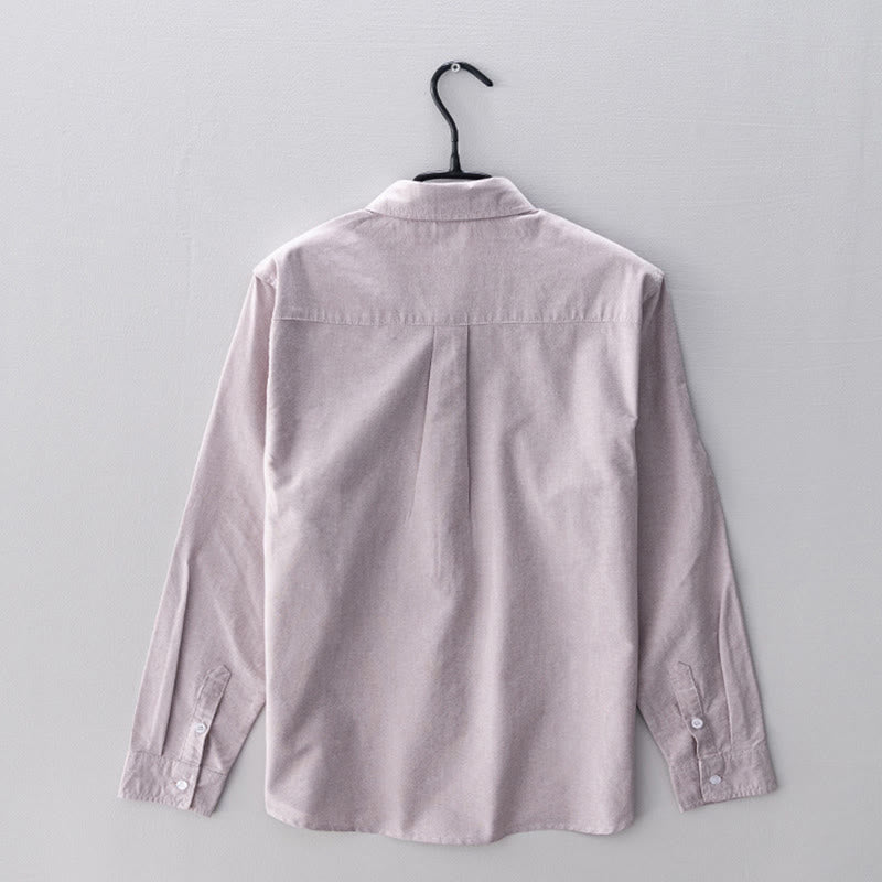 Camisa de algodón para hombre con diseño de botones y manga larga en color liso con Buddha Stones - image 13