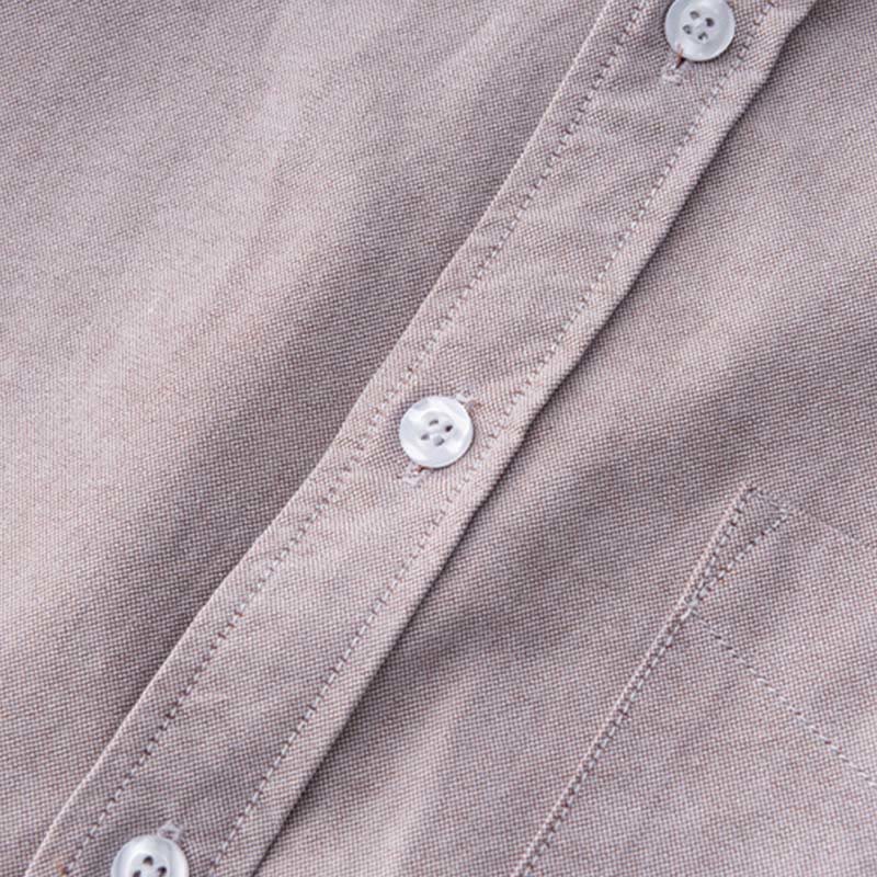 Camisa de algodón para hombre con diseño de botones y manga larga en color liso con Buddha Stones - image 16