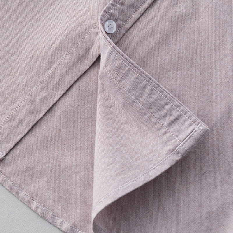 Camisa de algodón para hombre con diseño de botones y manga larga en color liso con Buddha Stones - image 18