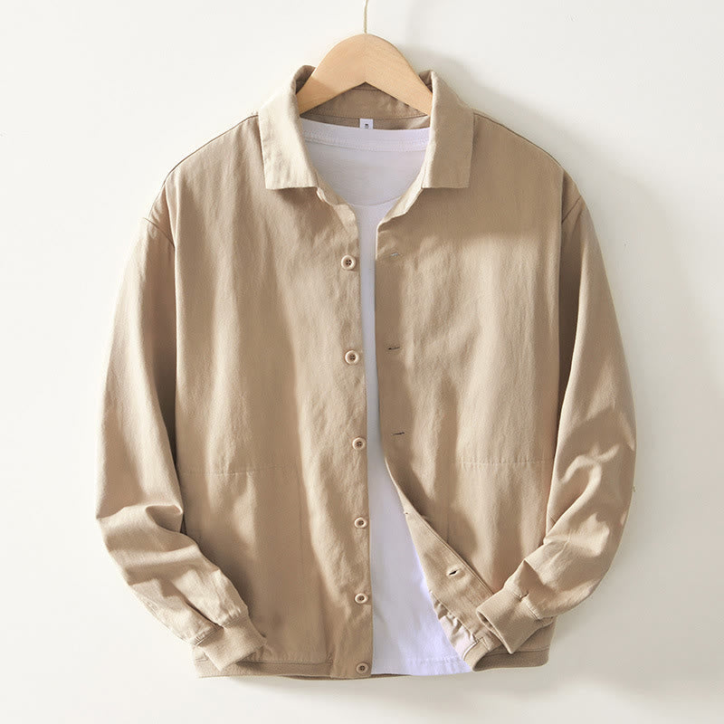 Camisa de algodón con botones y bolsillos para hombre, de manga larga, color liso, con estampado de Buddha Stones. - Sopa de mariscos - US/UK/AU42, EU52 (3XL) - image 0