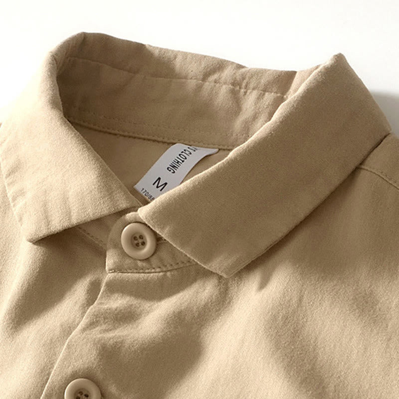 Camisa de algodón con botones y bolsillos para hombre, de manga larga, color liso, con estampado de Buddha Stones. - image 2