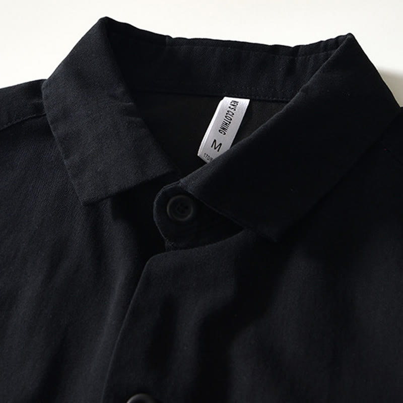 Camisa de algodón con botones y bolsillos para hombre, de manga larga, color liso, con estampado de Buddha Stones. - image 10