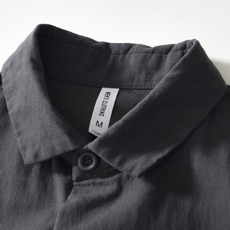 Camisa de algodón con botones y bolsillos para hombre, de manga larga, color liso, con estampado de Buddha Stones. - image 16