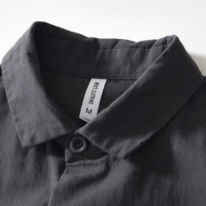 Camisa de algodón con botones y bolsillos para hombre, de manga larga, color liso, con estampado de Buddha Stones. - image 16