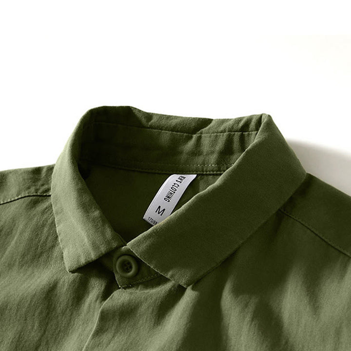 Camisa de algodón con botones y bolsillos para hombre, de manga larga, color liso, con estampado de Buddha Stones. - image 24