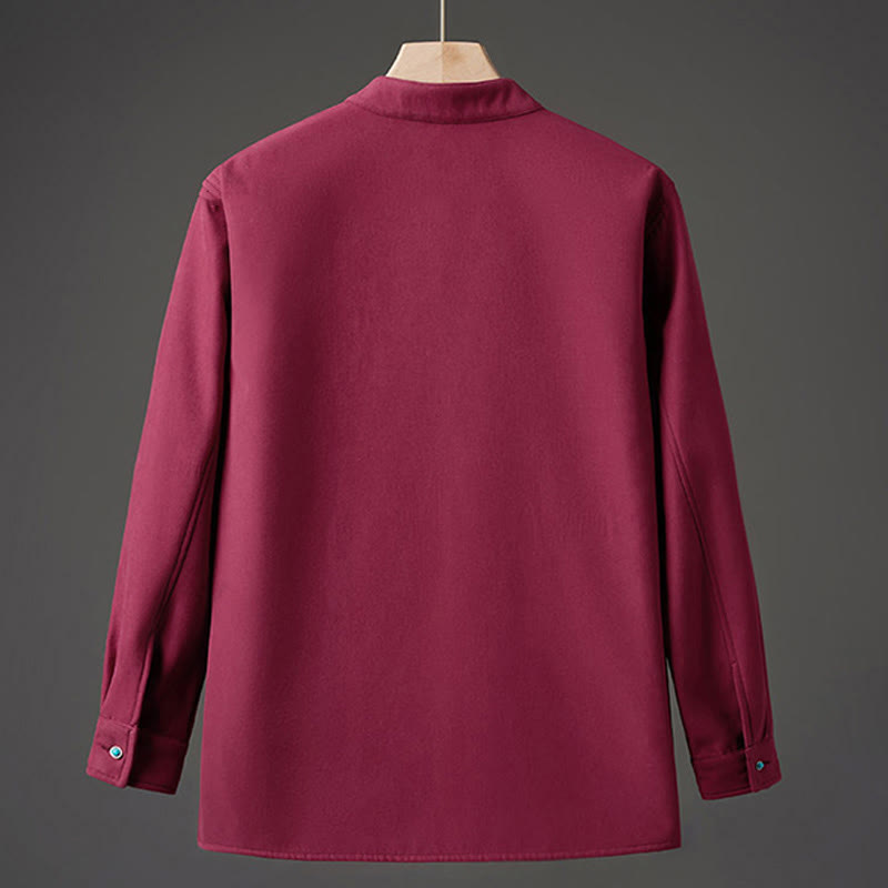 Chaqueta de manga larga de algodón para hombre con forro polar y lazo de mariposa bordado de invierno Buddha Stones - image 8