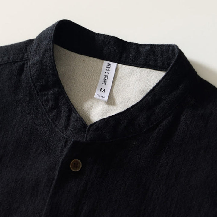 Camisa de algodón ramio para hombre con botones, manga larga y bolsillos, con estampado de Buddha Stones caídas. - image 3