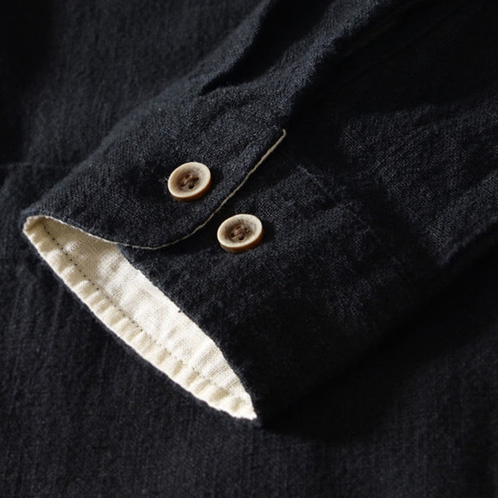 Camisa de algodón ramio para hombre con botones, manga larga y bolsillos, con estampado de Buddha Stones caídas. - image 7