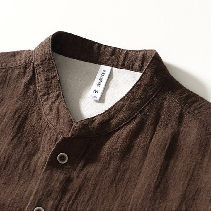 Camisa de algodón ramio para hombre con botones, manga larga y bolsillos, con estampado de Buddha Stones caídas. - image 11