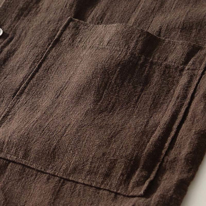 Camisa de algodón ramio para hombre con botones, manga larga y bolsillos, con estampado de Buddha Stones caídas. - image 13