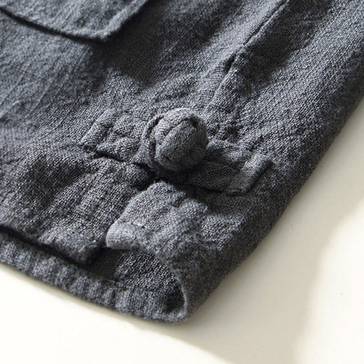 Camisa de algodón ramio para hombre con botones, manga larga y bolsillos, con estampado de Buddha Stones caídas. - image 23