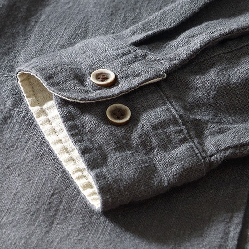 Camisa de algodón ramio para hombre con botones, manga larga y bolsillos, con estampado de Buddha Stones caídas. - image 22