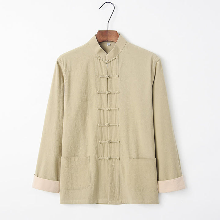 Camisa de algodón para hombre con diseño de rana y manga larga con Buddha Stones - Vara de oro pálida - US/UK/AU44, EU54 (4XL) - image 15