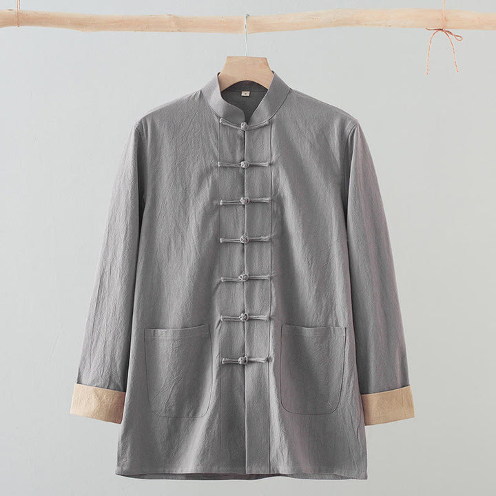 Camisa de algodón para hombre con diseño de rana y manga larga con Buddha Stones - Gris oscuro - US/UK/AU44, EU54 (4XL) - image 11