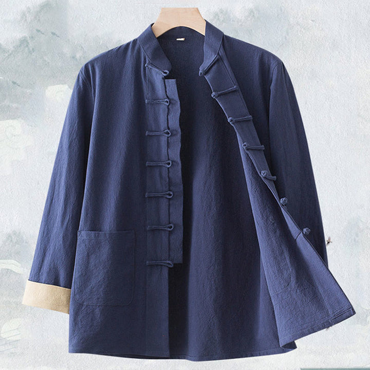 Camisa de algodón para hombre con diseño de rana y manga larga con Buddha Stones - Azul acero - US/UK/AU44, EU54 (4XL) - image 0