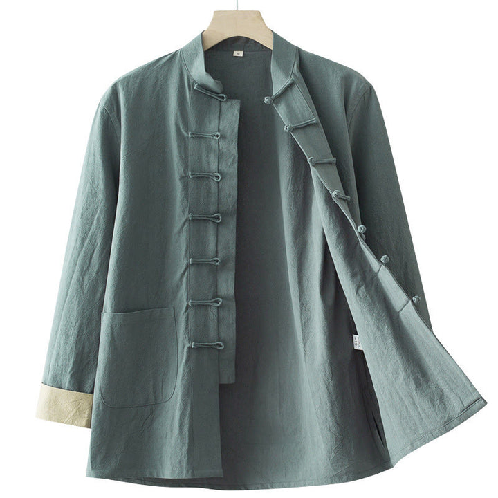 Camisa de algodón para hombre con diseño de rana y manga larga con Buddha Stones - image 3