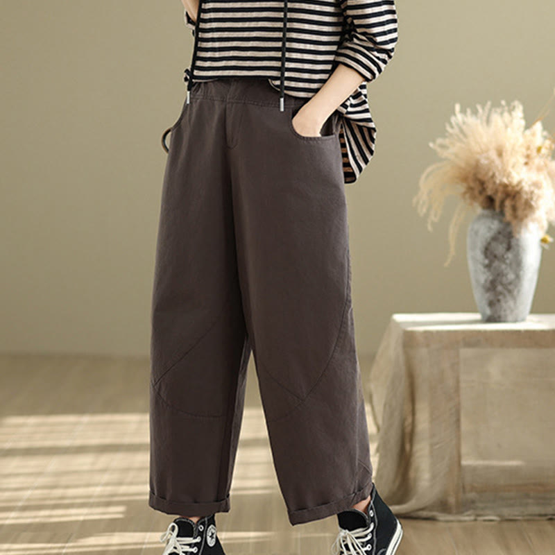Pantalones harén de algodón y poliéster para mujer, informales, con bolsillos y botones, de Buddha Stones, de 7 a 8 largos - image 1
