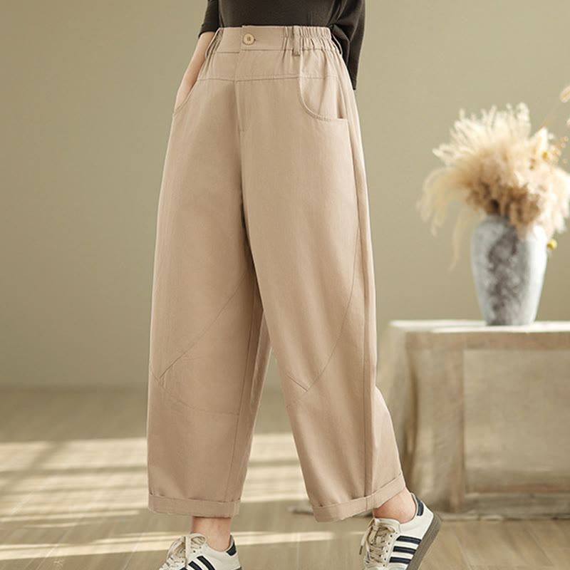 Pantalones harén de algodón y poliéster para mujer, informales, con bolsillos y botones, de Buddha Stones, de 7 a 8 largos - image 12
