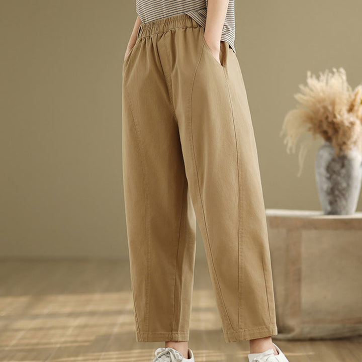 Pantalones harén de poliéster con cintura elástica para mujer, informales, con bolsillos y estampados de Buddha Stones - image 4