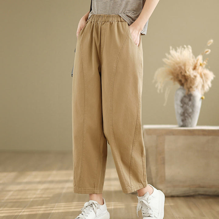 Pantalones harén de poliéster con cintura elástica para mujer, informales, con bolsillos y estampados de Buddha Stones - image 2