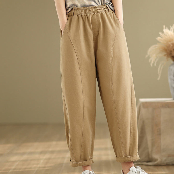 Pantalones harén de poliéster con cintura elástica para mujer, informales, con bolsillos y estampados de Buddha Stones - image 3