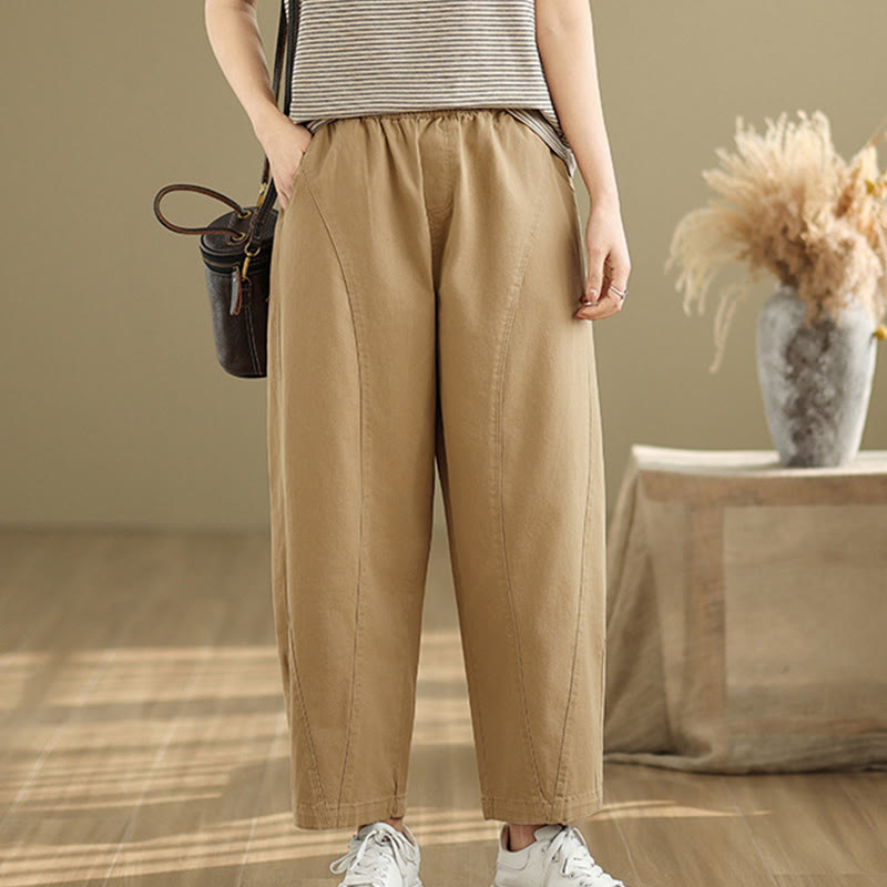 Pantalones harén de poliéster con cintura elástica para mujer, informales, con bolsillos y estampados de Buddha Stones - image 1