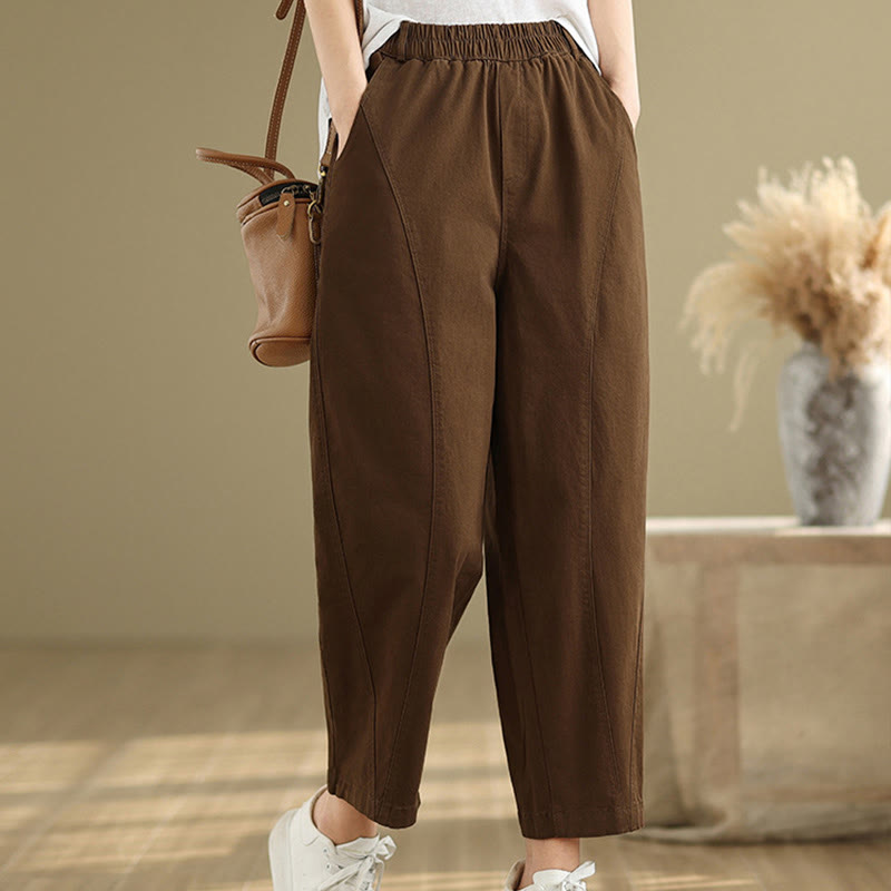 Pantalones harén de poliéster con cintura elástica para mujer, informales, con bolsillos y estampados de Buddha Stones - Tierra de siena - US8-10，UK/AU12-14，EU40-42 (2XL) - image 15