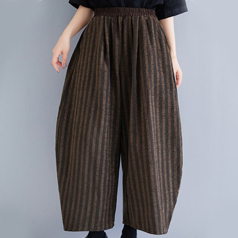 Pantalones casuales Buddha Stones de pana a rayas, de poliéster, de pierna ancha y bolsillos, para mujer, de 7 a 8 pulgadas de largo. - SaddleBrown - US8-10，UK/AU12-14，EU40-42 (2XL) - image 13