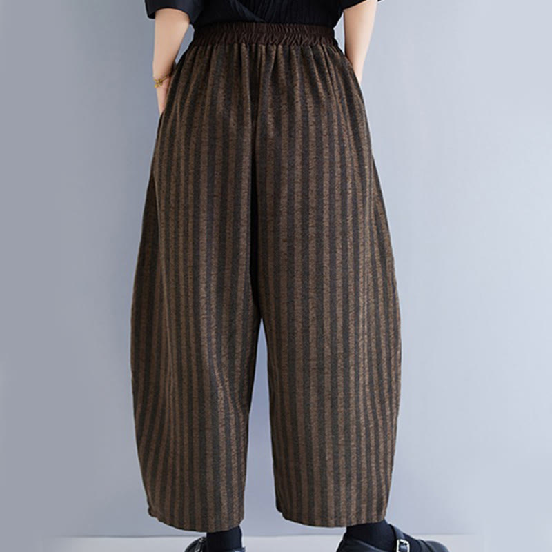 Pantalones casuales Buddha Stones de pana a rayas, de poliéster, de pierna ancha y bolsillos, para mujer, de 7 a 8 pulgadas de largo. - image 21